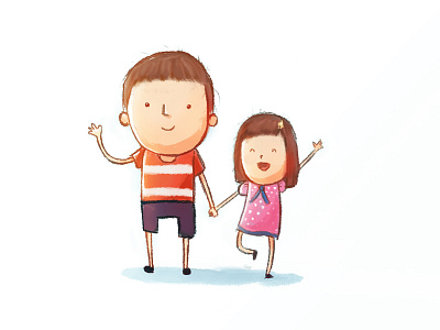 Happy kids boy branding character children design girl happy illustration kids