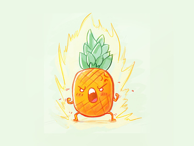 Angry Pineapple anger angry character dbz fire fruit fun illustration mascot pineapple sticker yellow