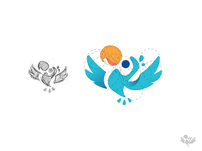 coach copilot logo bird blue branding feather fly fun happy logo minimal orange wing