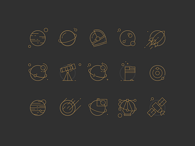 Orbital Icons branding design flat icon illustration minimal outline planet set space universe vector