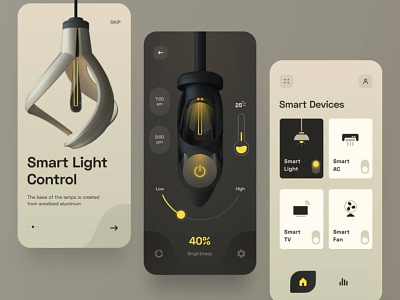 Smart Light Control Application 3d animation app ui graphic design light app logo mobile app motion graphics smart light app ui ui design ui ux ux experience