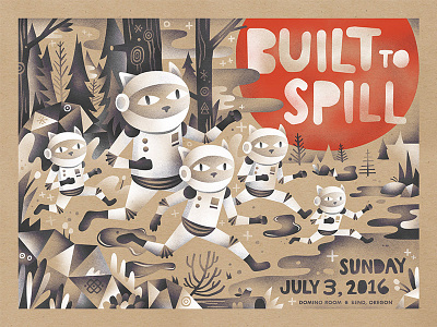 Built to Spill - Space Cats Poster astronaut cats forest illustration planet space woods