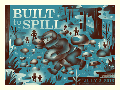 Built to Spill - Sleeper Poster forest illustration mushroom night sleep stars woods