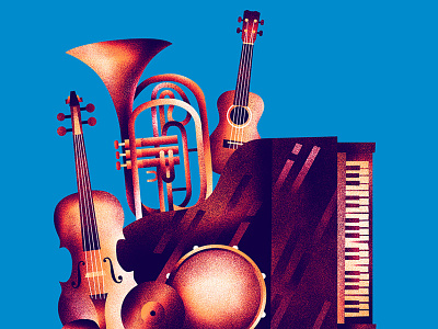 Music Educators Illustration classical horn illustration instruments jazz music musician piano