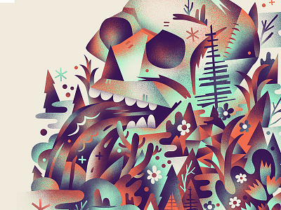Skull Mt. Poster Sneak Peek - final colors illustration mountain nature skull waterfall