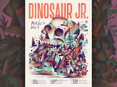 Dinosaur Jr. Tour Poster dinosaur jr. gig poster nature poster skull waterfall