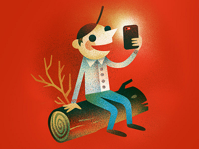Selfie Guy character iphone log phone selfie smart phone woods