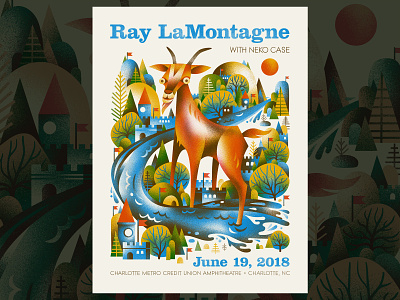Ray LaMontagne - Charlotte NC castle gig poster goat poster ray lamontagne river