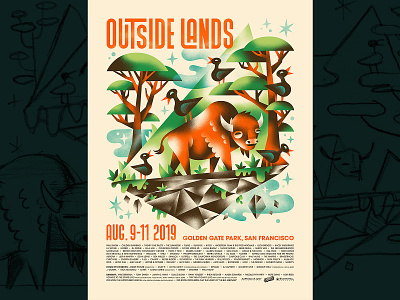 Outside Lands 🐃🌳✨ bison buffalo festival festival poster gig poster poster