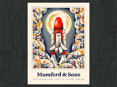 Mumford & Sons 🚀 🌝 gig poster moon rocket space ship space shuttle