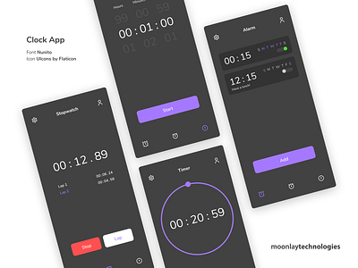 Clock App alarm clock mobile stopwatch timer