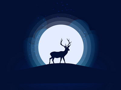 Moon Night 3d ai animation branding colorful dark dark color deer portrait design gradient graphic design illustration illustrator logo moon night motion graphics portrait sky stary sky ui