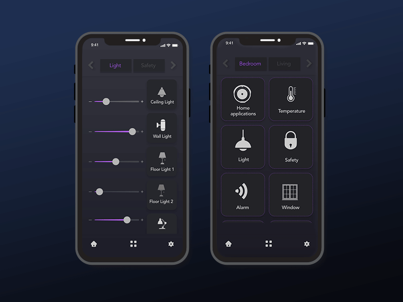 Smart Home UI Design ui uiux design dark ui app smart home interaction xdanimation xd animation