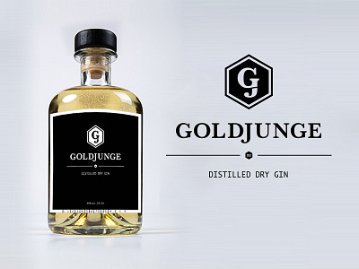 Goldjunge Gin Logo and Bottle Label bottle gin label logo typo