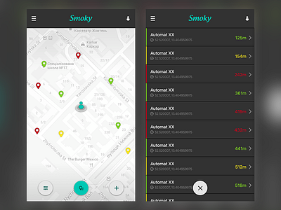 Map- and Listview for SmokyApp icon interface list map smoky