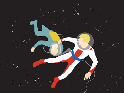 Space Dudes art astronaut blue design graphic design icon design minimal red space white yellow