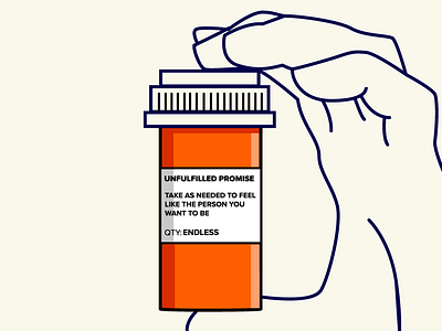 Unfulfilled Promises art bottle design graphic design illustration illustrator mental health orange pill vector