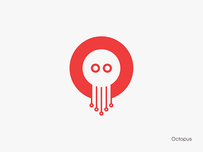 Octopus agency brand branding branding agency clean colors design icon logo logotype modern negative space octopus red simple typographic visuals