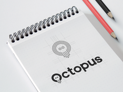 Octopus Sketches Drawn Grid