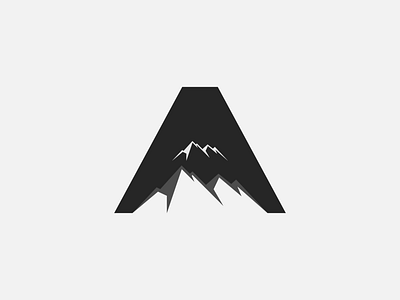 A Mountain a letter brand branding branding design clean dark design iconic lettermark logo mark minimal monogram mountain negative space vector