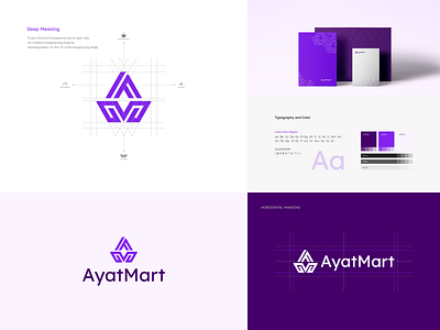 AyatMart Guide brand book brand pattern branding branding design clean colorful e commerce guidebook identity lettermark logo mark market minimal online mart online shop logo online shopping online store shoppers shopping