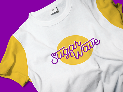 Sugar Wave Branding apperal branding clean clothes clothing colorful lettermark logo print purple script lettering swag t shirt t shirt design typography wave yellow