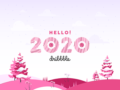 Hello Dribbble! (2020) 2020 2020 trend art first shot hello dribble illustraion line art logo typogaphy