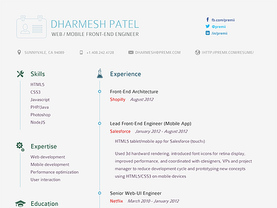 Resume cv experience portfolio profile resume