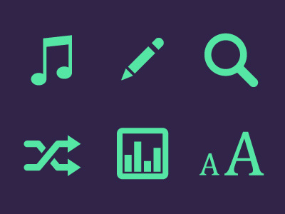 Icons app apple application aquamarine dieter rams flat font funk funky futuristic icon icons interfaces ipad iphone music new wave pen rams search shuffle simple simplicity statistics ui