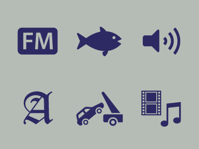 Icons app apple application blue dieter rams evacuator fish flat fm font funk funky futuristic glyphs gray icon icons interfaces ipad iphone media multimedia new wave radio rams simple simplicity tow truck ui word