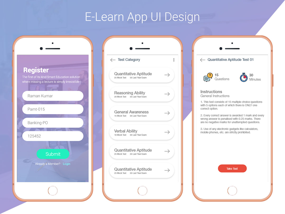 E-Learn App UI Design by Raman Kumar on Dribbble