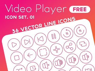 Video Player Icon Set design edit icon icon design icon set illustration logo media typography ui vector vectors video app video player