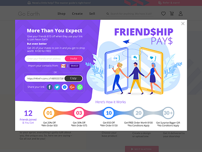 Refer and Earn your Friends app ui application media