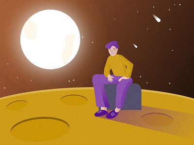 Chilling In Space Illustration