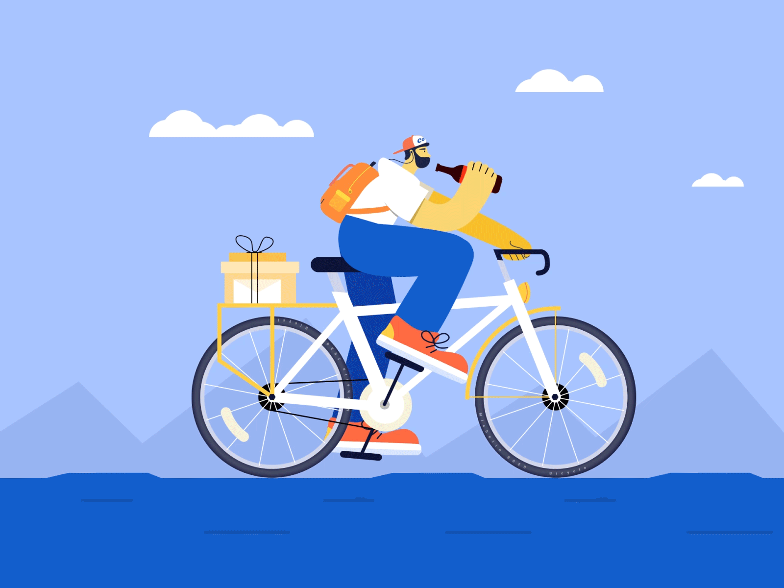 Leisurely cycling aftereffects animation design flat illustration ux vector