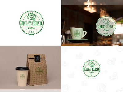 Holy Grind Coffee coffee shop logo logo logo design retro vintage logo