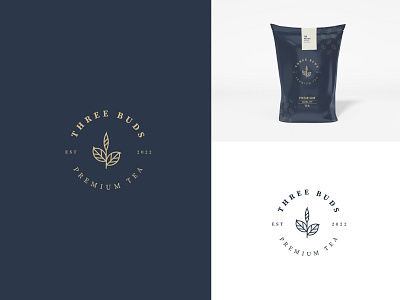 Three Buds branding elegant graphic design logo logo design luxury minimal premium tea serif font tea