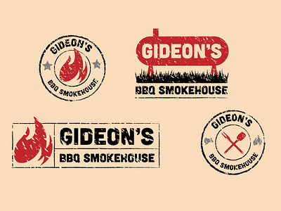 Gideon's BBQ Smokehouse bbq flame grunge logo restaurant smokehouse smoker texture