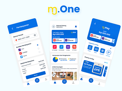 m.One (Fintech) app branding design fintech logo mobile payment typography ui uiux ux