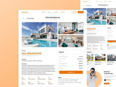 Housing (Property) app branding clean design detail feedback gallery graphic design house illustration orange room travel typography ui ux vector villa web website