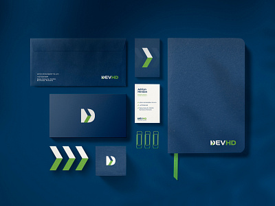 DEVHD stationery brand brandidentity branding consultancy creative design devhd dribbble fun graphic icon idea identity inspiration logo logodesign shot simple software typography