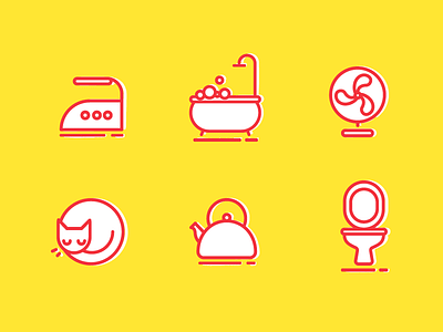 home icons. 2 ai animal bathroom fan flat home icons iron kitchen stroke vector