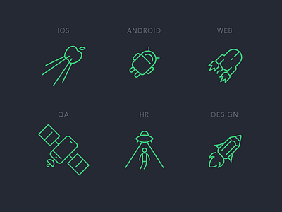 Digital Product Studio Icons android design hr icon ios pack qa space studio ufo vector web