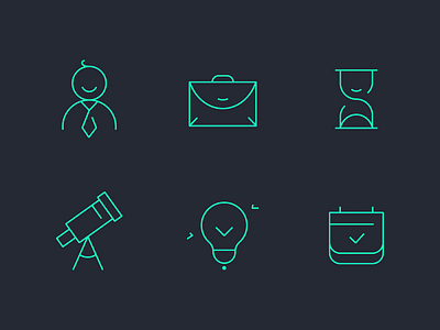 Outline icons for web project calendar clean clock icon outline profile project set space studio ui web