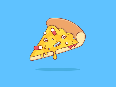 Pills Pizza cheese eat flat food illustration medicine pills pizza sick slice tasty vector