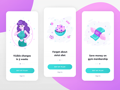 Fitness App Onboarding ai app clean fitness flat health illustration ios mobile screen sketch ui ux vector