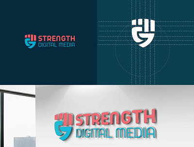 Strength Digital Media Logo Design 3d animation branding design graphic design illustration logo logo des ui ux vector