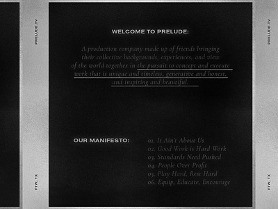 Prelude Branding black and white branding film filmmaking texture type typography