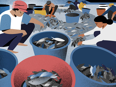 Fishing community - Styleframe animals animation character communities fish fishing illustration ocean sustainable