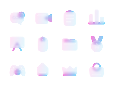 Matt Glass Icon colorful figma free freebie frosted frosted glass glass glass effect glow gradient icon design icons iconset matt matted mobile modern neon neon colors pack